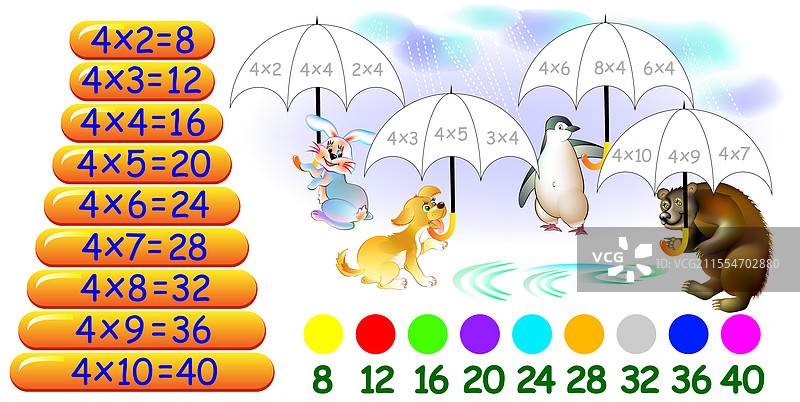 儿童四倍乘法练习图片素材