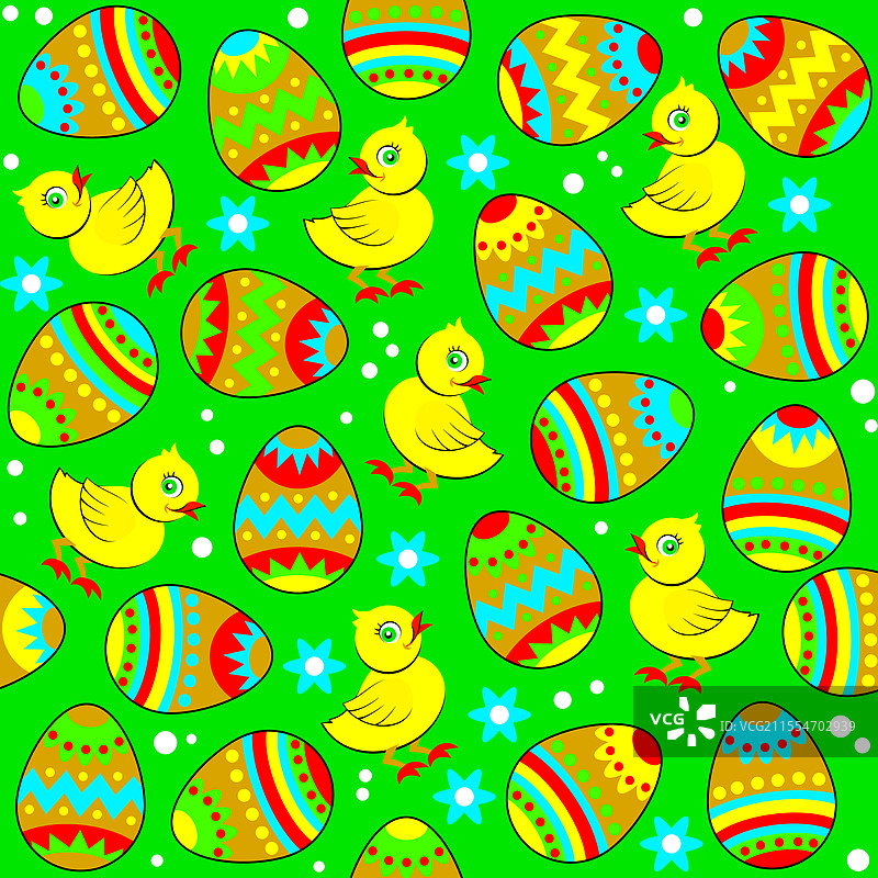 可爱小鸡的无缝图案装饰图片素材
