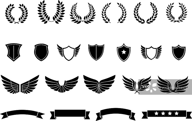 设计元素：叶子和翅膀形状图片素材