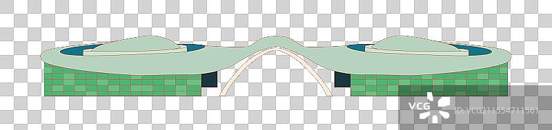 国风新中式矢量建筑插画元素—海南 三亚 国际免税城图片素材