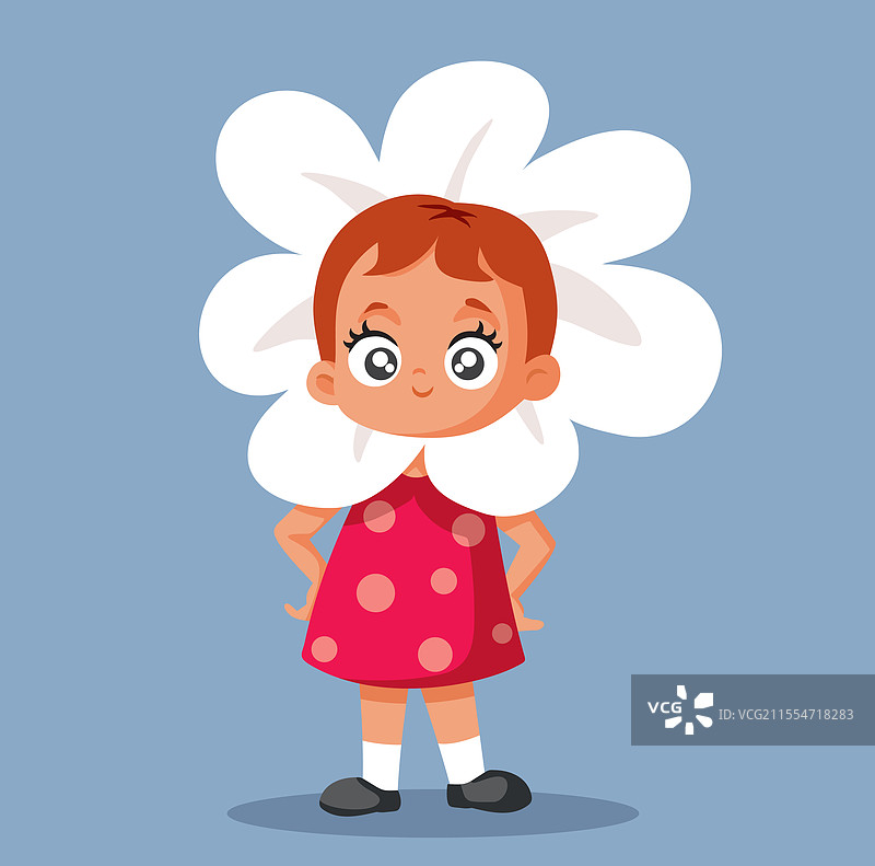 穿着春花服装的快乐小女孩图片素材