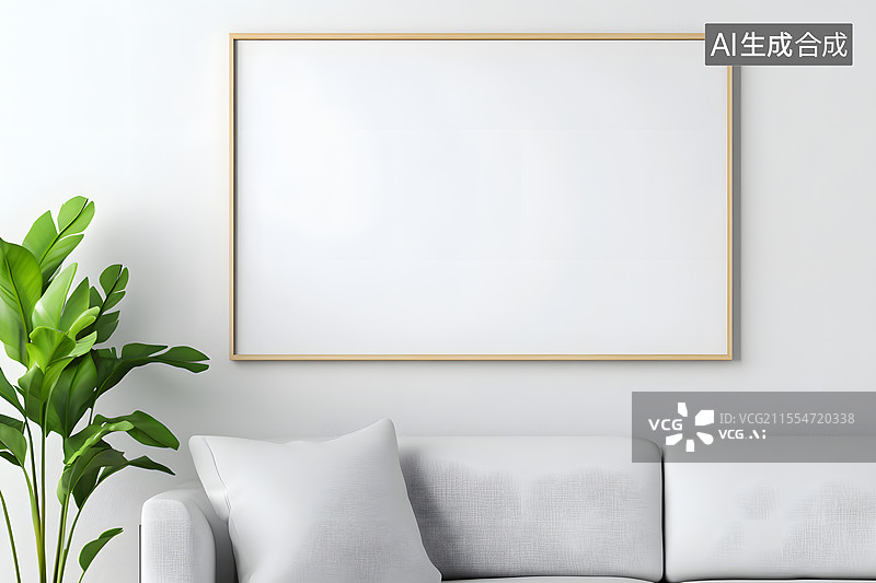 【AI数字艺术】现代简约室内墙壁海报装饰画空白框架模型图片素材