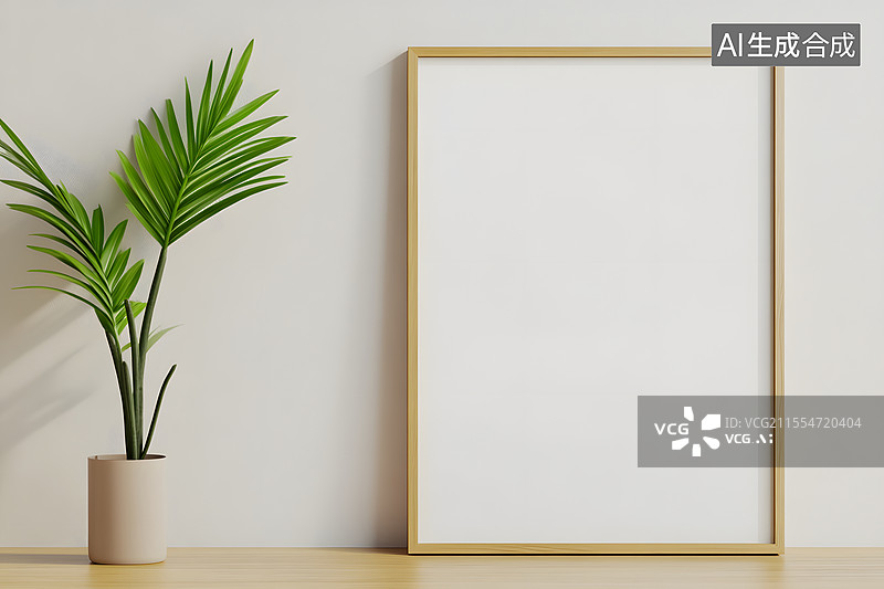 【AI数字艺术】现代简约室内墙壁海报装饰画空白框架模型图片素材