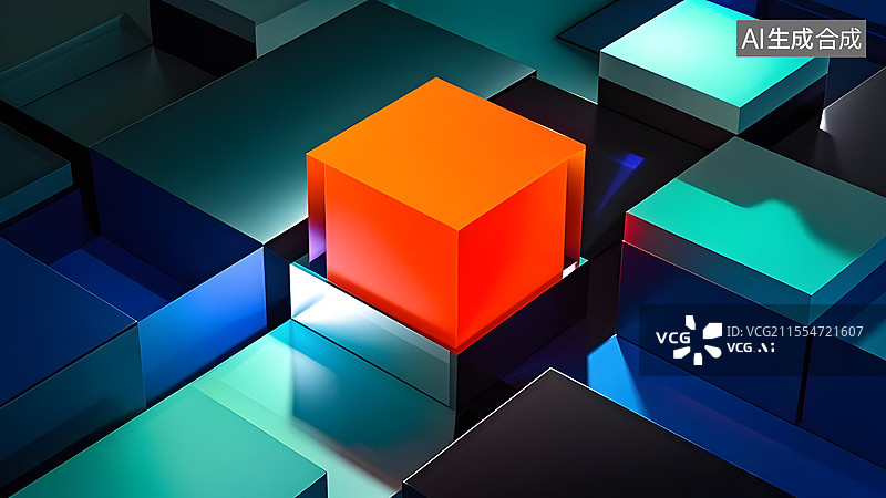 【AI数字艺术】3D立方体长方体圆柱体三角体等抽象几何立体背景图片素材