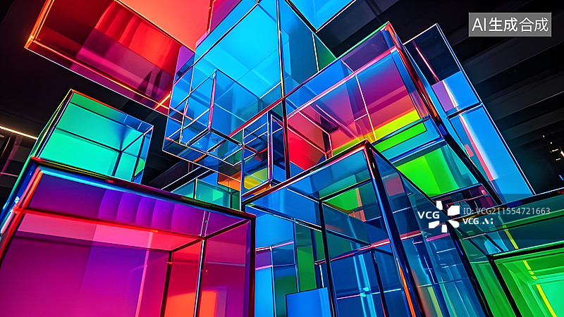 【AI数字艺术】3D立方体长方体圆柱体三角体等抽象几何立体背景图片素材