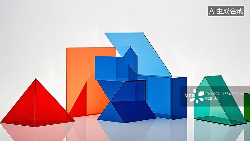 【AI数字艺术】3D立方体长方体圆柱体三角体等抽象几何立体背景图片素材