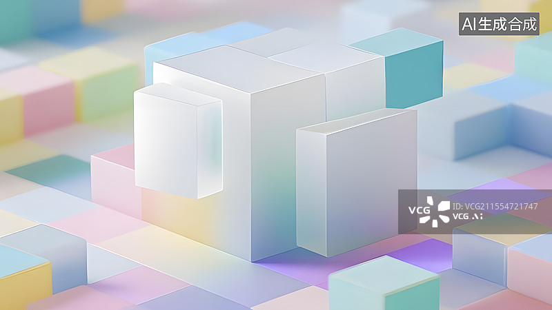 【AI数字艺术】3D立方体长方体圆柱体三角体等抽象几何立体背景图片素材