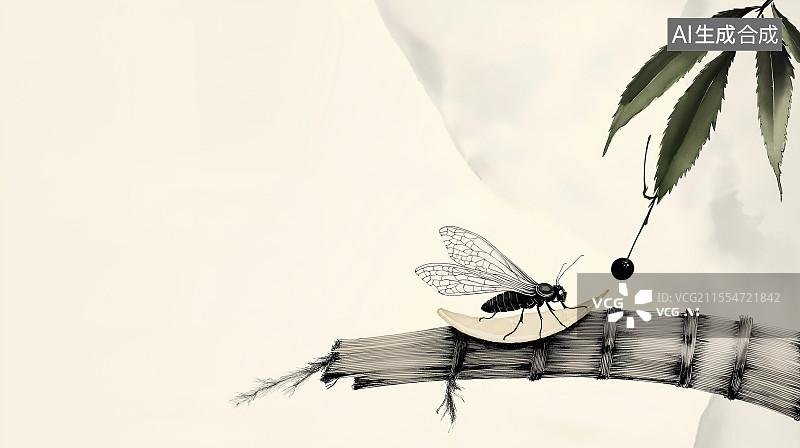 【AI数字艺术】小满国风水墨 背景 居右图片素材