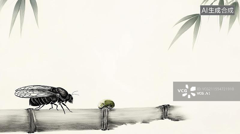 【AI数字艺术】小满国风水墨 背景 居下图片素材