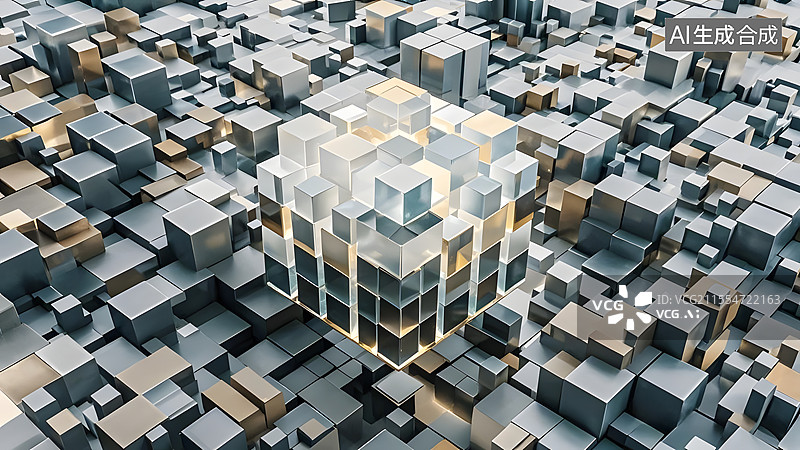 【AI数字艺术】3D立方体长方体圆柱体三角体等抽象几何立体背景图片素材