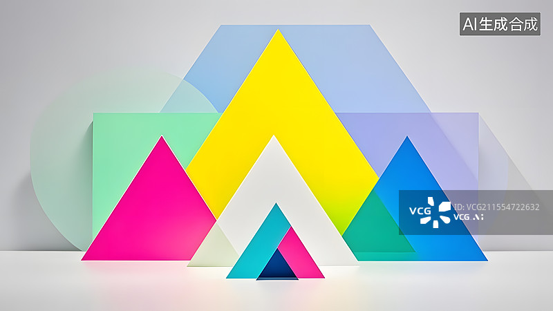 【AI数字艺术】3D立方体长方体圆柱体三角体等抽象几何立体背景图片素材