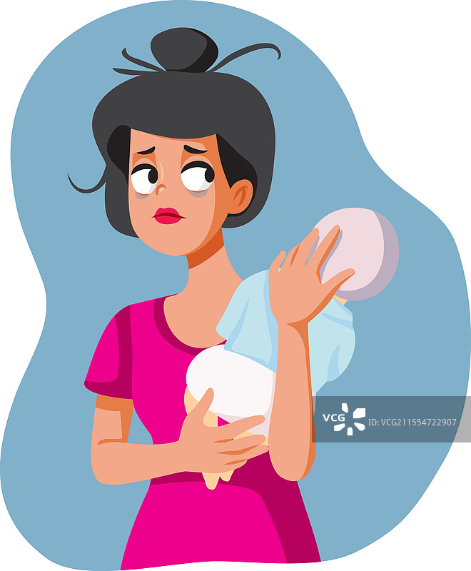 缺乏睡眠的妈妈抱着宝宝图片素材