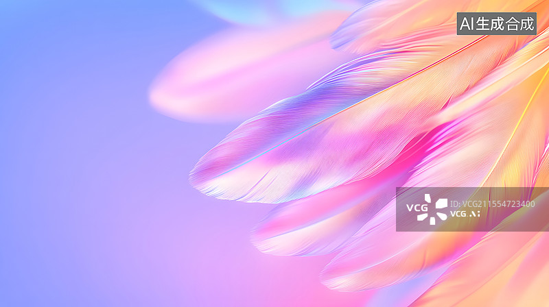 【AI数字艺术】梦幻羽毛的抽象概念PPT背景图片素材