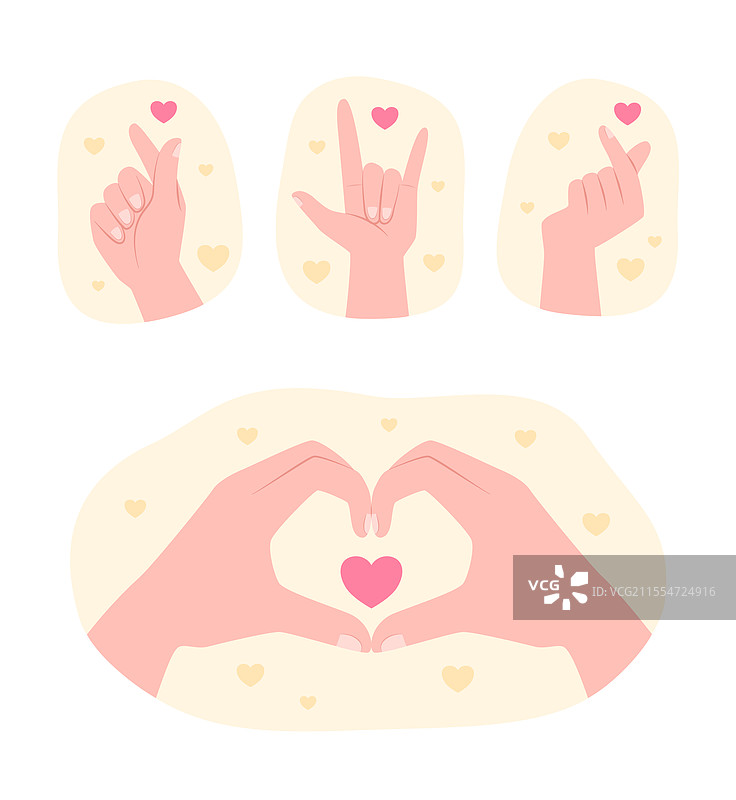手势做出爱心的迷你心形概念图片素材