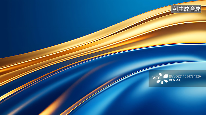 【AI数字艺术】抽象蓝色金色纹理展会活动发布会主题背景图片素材