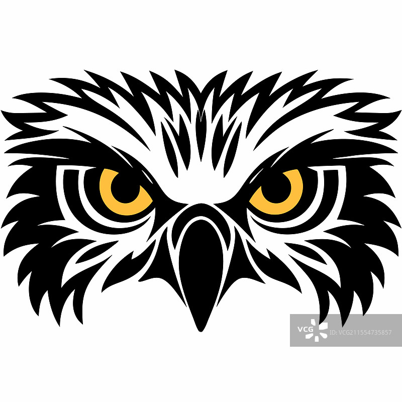 复杂的黑白鹰脸设计图片素材