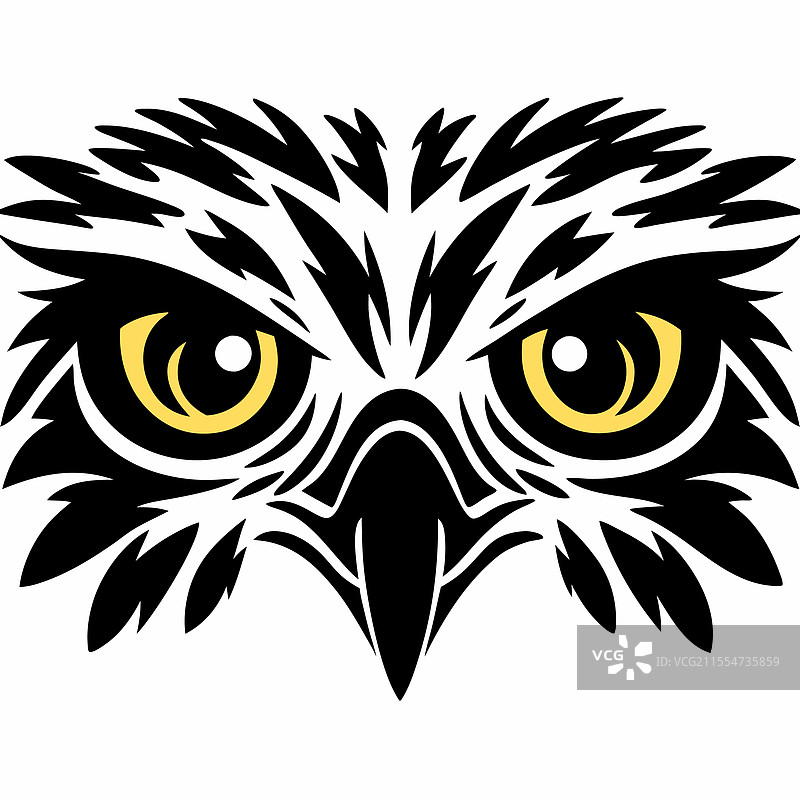 复杂的黑白鹰脸设计图片素材