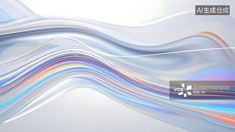 【AI数字艺术】光谱色霓虹彩波形抽象艺术未来科技感白色背景图片素材