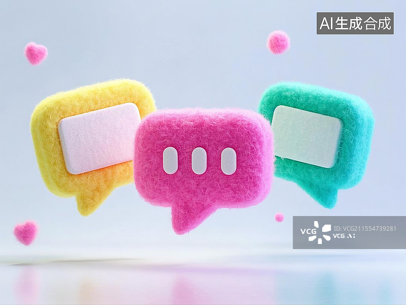 【AI数字艺术】3D卡通毛毡消息框图片素材