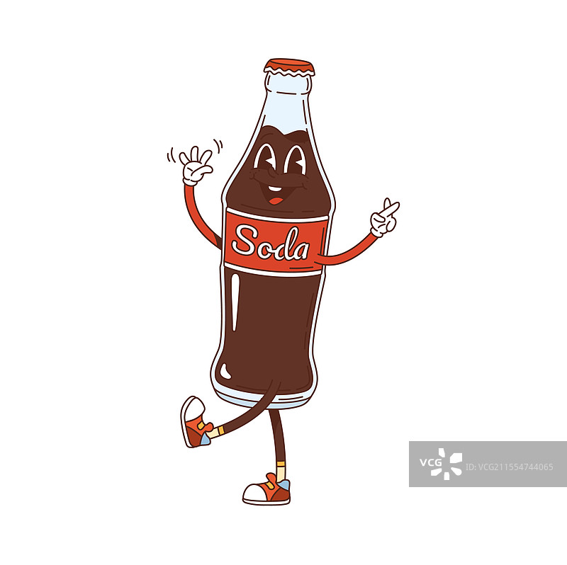 卡通风格的复古汽水瓶搞笑角色图片素材