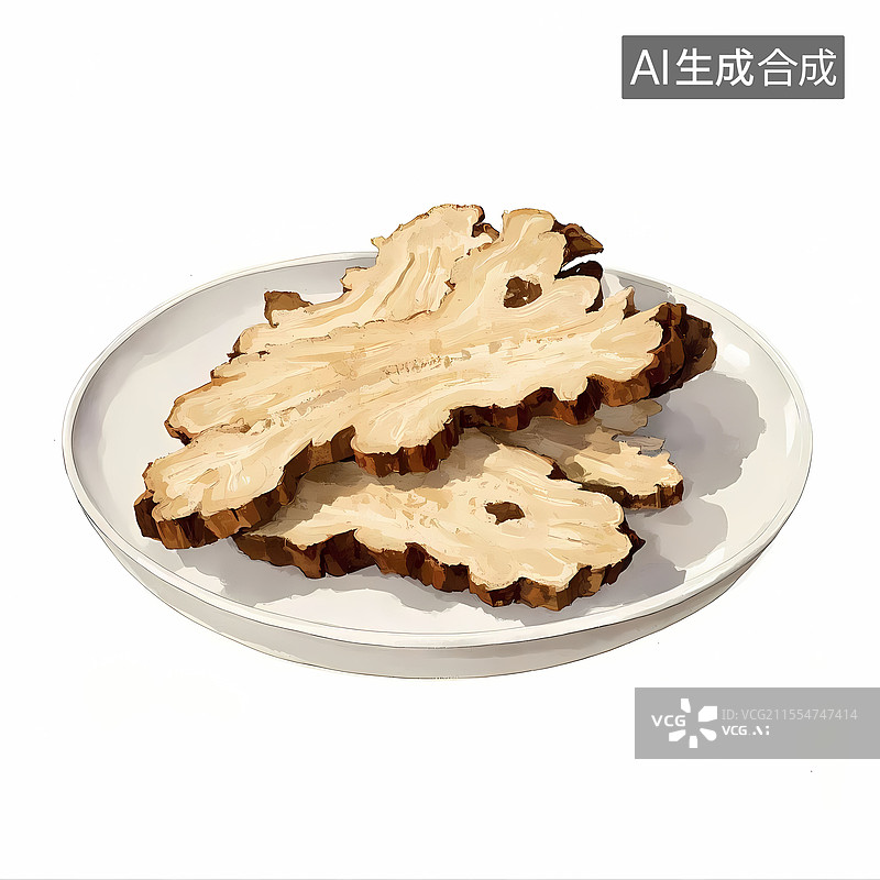 【AI数字艺术】白术中医药材手绘感水彩插画图片素材