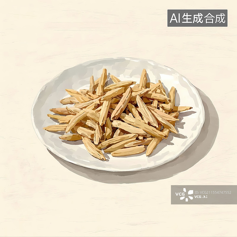 【AI数字艺术】麦冬中医药材手绘感水彩插画图片素材