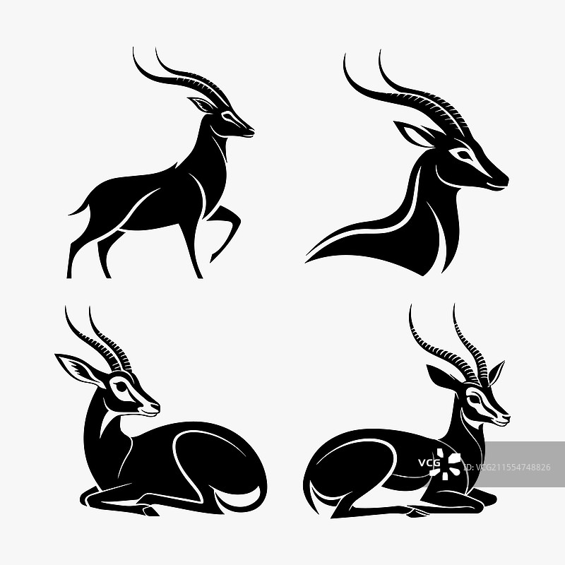 跳跃中的羚羊剪影图片素材