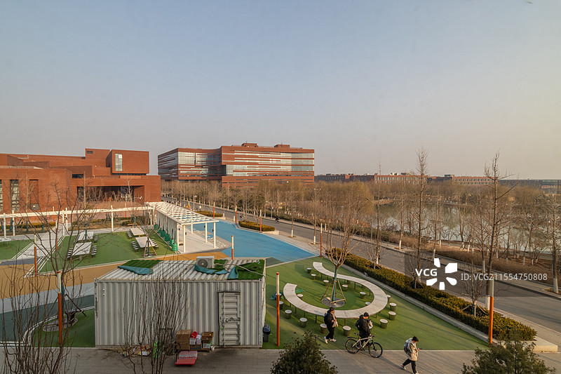 北京化工大学校园俯拍图片素材