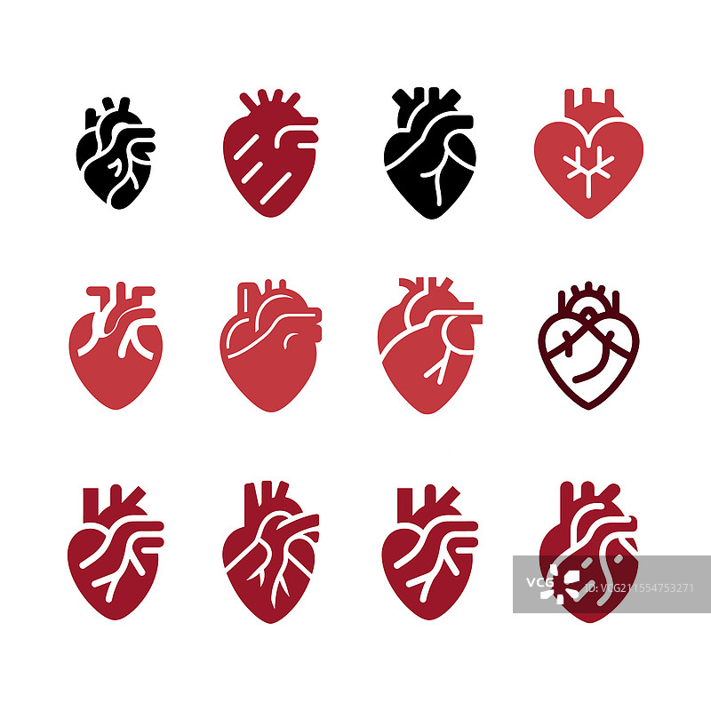 各种风格的心形图标集合图片素材