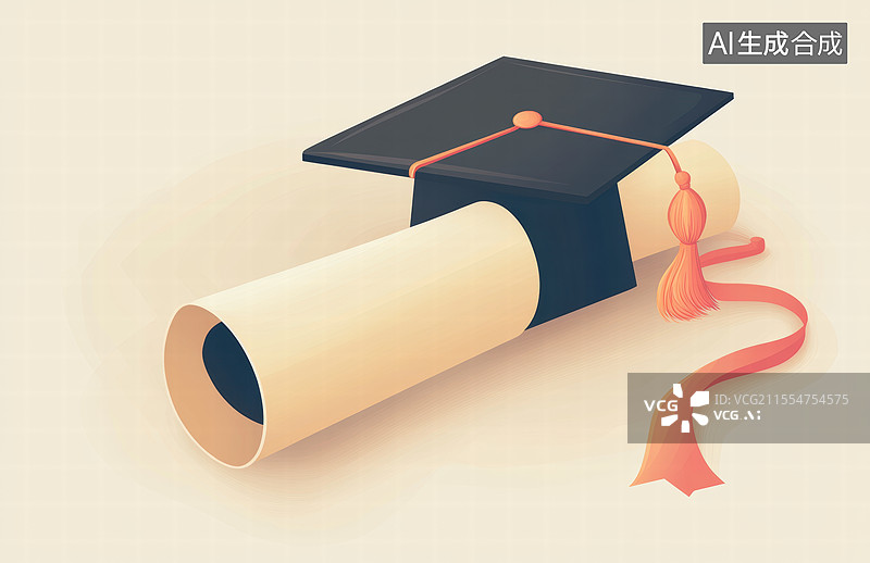【AI数字艺术】一个复古风格的毕业主题背景。图片素材