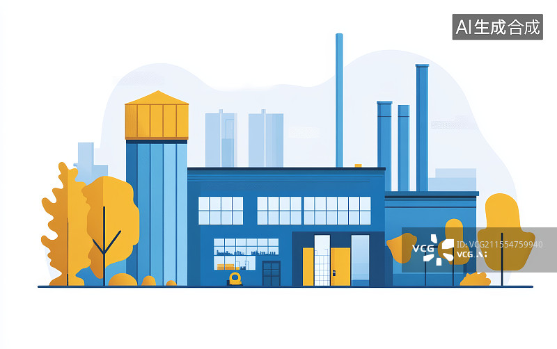 【AI数字艺术】极简的现代工业平面艺术插画图片素材