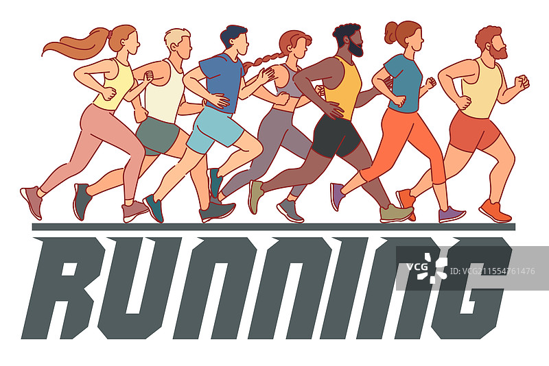 参与体育运动的男性跑步横幅设计图片素材