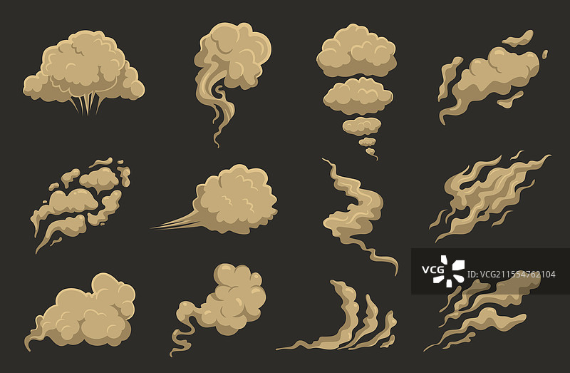 沙漠尘土云卡通烟雾爆炸图片素材