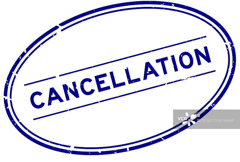 蓝色磨损的取消字样椭圆形橡胶印章图片素材