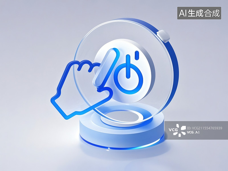 【AI数字艺术】手触电源按钮图标图标图片素材