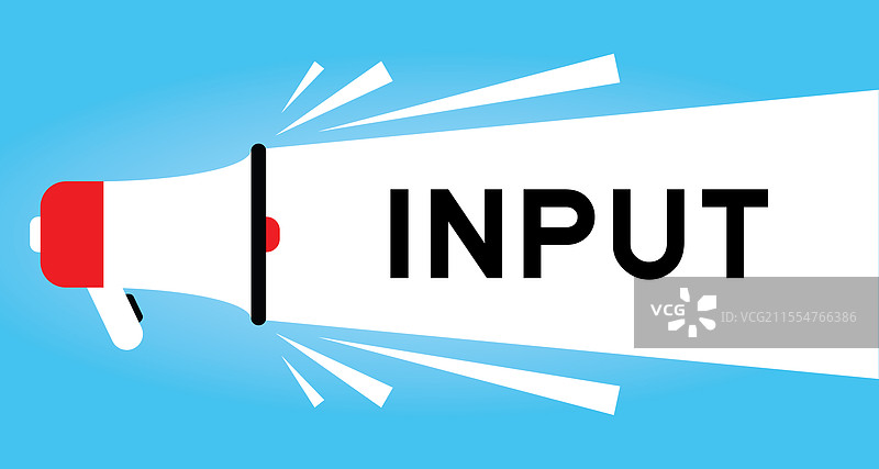 彩色扩音器图标，白色文字“输入”图片素材