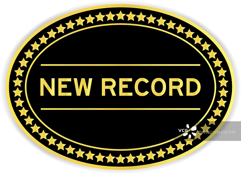 黑色和金色的椭圆形标签贴纸，上面有文字图片素材