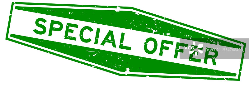 磨损的绿色特价字样六边形橡胶图片素材