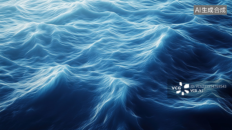 【AI数字艺术】蓝色系蓝色海浪波纹3D背景壁纸图片素材