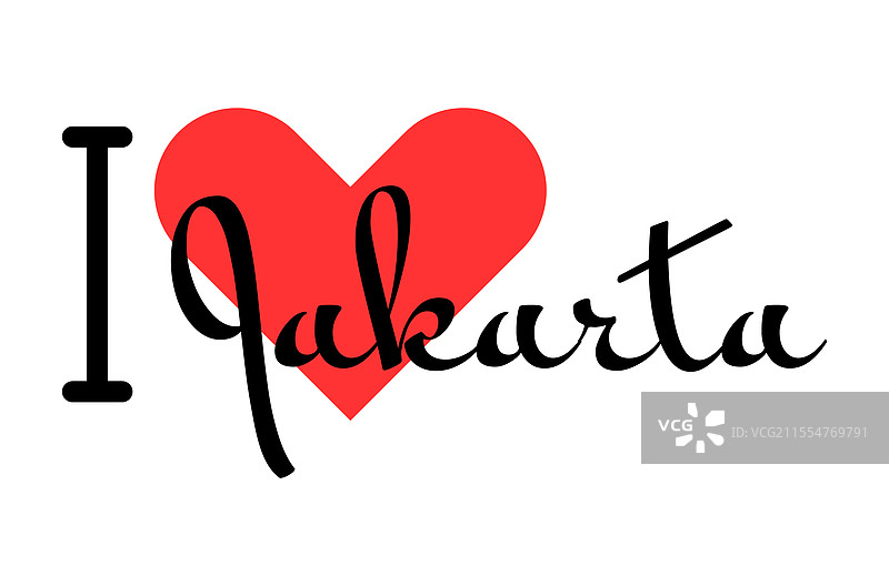 我爱雅加达，印度尼西亚的手绘城市图片素材