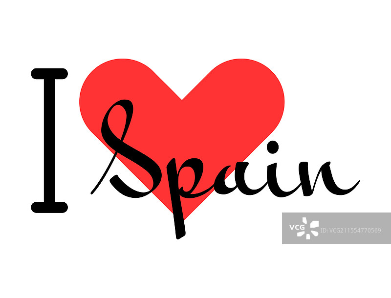 我爱西班牙 手绘字母与红色心形图片素材