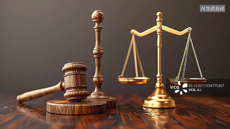 【AI数字艺术】正义天平 法槌的庄严与平衡   正义的天平和木槌  正义的概念图片素材