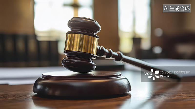 【AI数字艺术】法槌和天平的正义之光图片素材