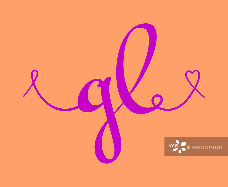 手写的GL初婚字母组合书法图片素材