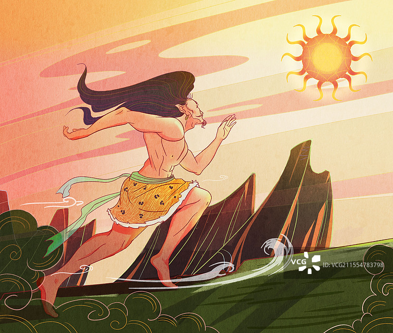 插图夸父逐日图片素材