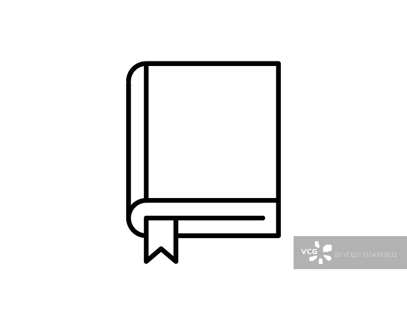 干净线条的书本图标，带有书签，完美无瑕图片素材