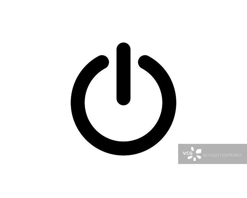 白色背景上的粗体黑色电源按钮图标图片素材