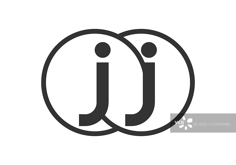 jj商业公司徽标，带轮廓圆形图片素材