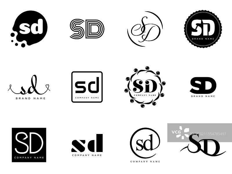 sd logo 公司模板 字母 s 和 d 标志设计图片素材