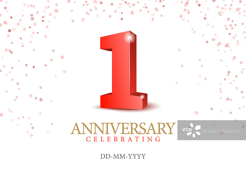 红色3D数字1周年庆图片素材